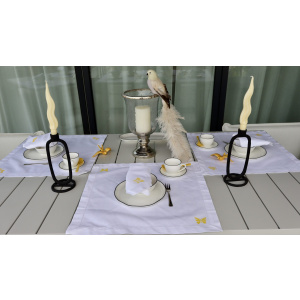 Servilletas de algodón con mariposas amarillas - Pack de 2