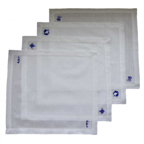 Servilletas de algodón marítimas azules