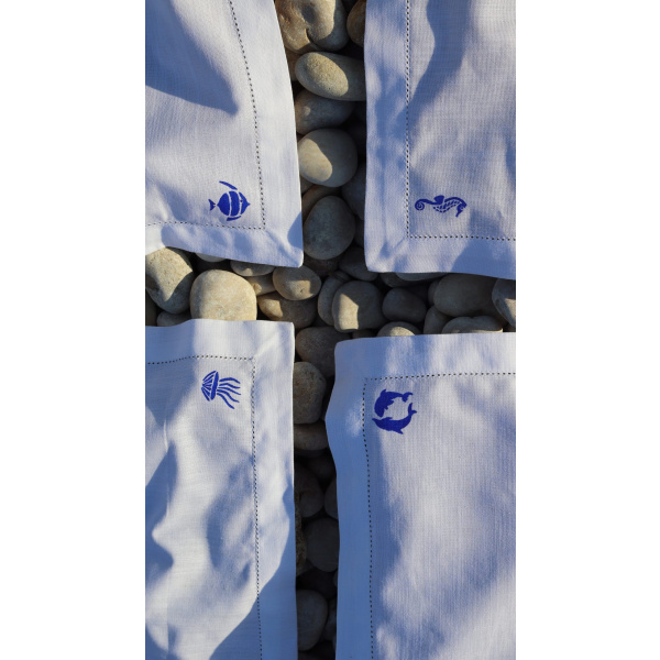 Servilletas de algodón marítimas azules