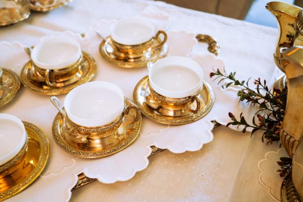 Mantel individual lino doble festón ondas mostaza