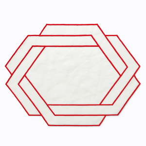 Mantel individual lino hexagonal doble festón