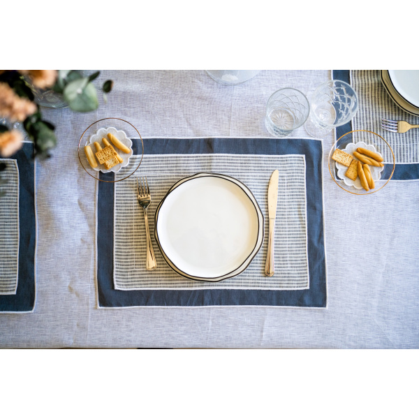 Mantel individual lino y algodón doble capa