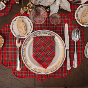 Mantel individual algodón cuadros rojos