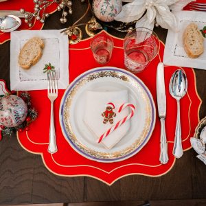 Servilleta lino bordado galleta jengibre