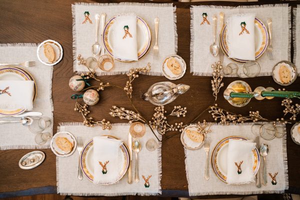 Individual lino bordado ciervo