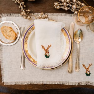 Individual lino bordado ciervo