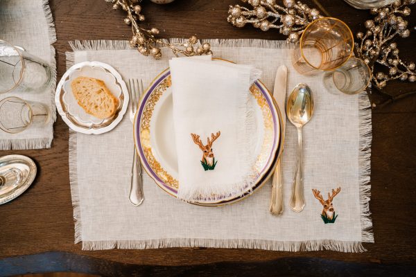 Individual lino bordado ciervo