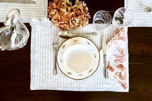 Mantel individual lino doble capa a rayas