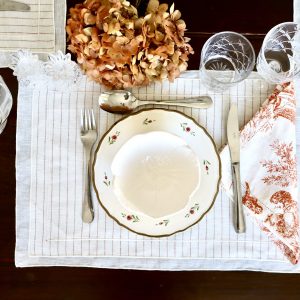 Mantel individual lino doble capa a rayas