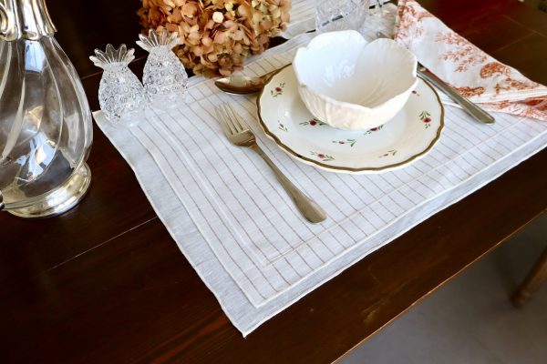 Mantel individual lino doble capa a rayas