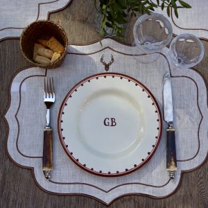 Individual lino perla bordado ciervo