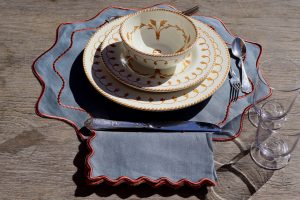 Servilleta lino verde con ondas pequeñas