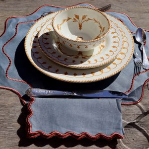 Servilleta lino verde con ondas pequeñas