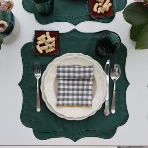 Mantel individual resinado festón verde