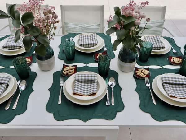Mantel individual resinado festón verde