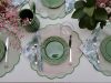 Mantel individual reversible verde y rosa